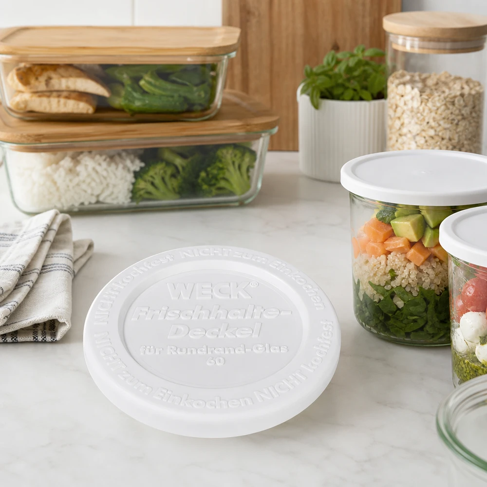 Couvercle fraîcheur WECK RR60 WECK Couvercle fraîcheur RR60 Meal Prep Salade en bocal Préparer des repas sains Bocal à couches Légumes