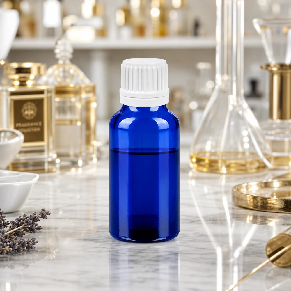 Flacon 20ml 11mm SV blanc OV BlueLine UT18/20 Flacon de pharmacie de 20 ml en verre cobalt robuste avec bouchon SV anti-fuite