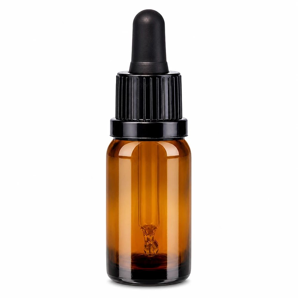 Flacon à pipette 10ml noir OV BrownLine UT18/10 Flacon à pipette 10ml brun avec bouchon compte-gouttes noir pour huiles essentielles et sérums