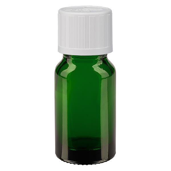 Flacon à pharmacie vert 10ml bouchon compte-gouttes blanc sécurité enfant standard
