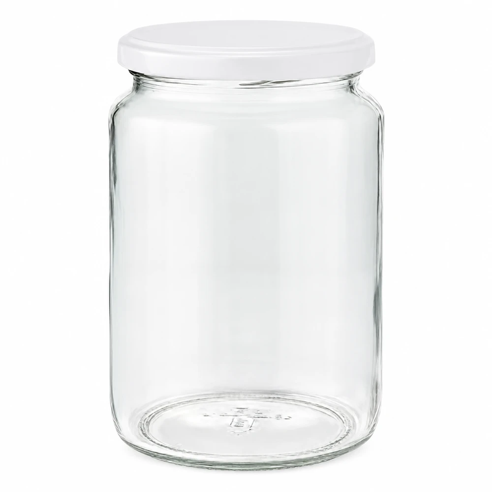 Bocal rond de 795ml avec couvercle blanc BasicSeal UNiTWIST - bocal vide en verre clair pour la conservation