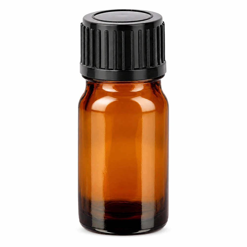 Flacon 5ml 11mm SV noir STD BrownLine UT18/5 Flacon en verre brun de 5ml avec bouchon à vis noir pour les huiles essentielles et l'aromathérapie
