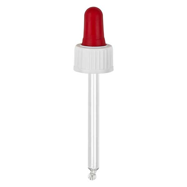 pipette en verre blanc/rouge 18mm, longueur 66 st. pipette en verre blanc/rouge 18mm, longueur 66 st.