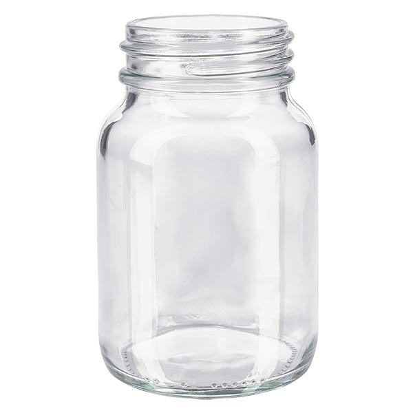 Bocal à col large en verre clair 250 ml, goulot DIN 55, sans couvercle Bocal à col large en verre clair 250 ml, goulot DIN 55, sans couvercle