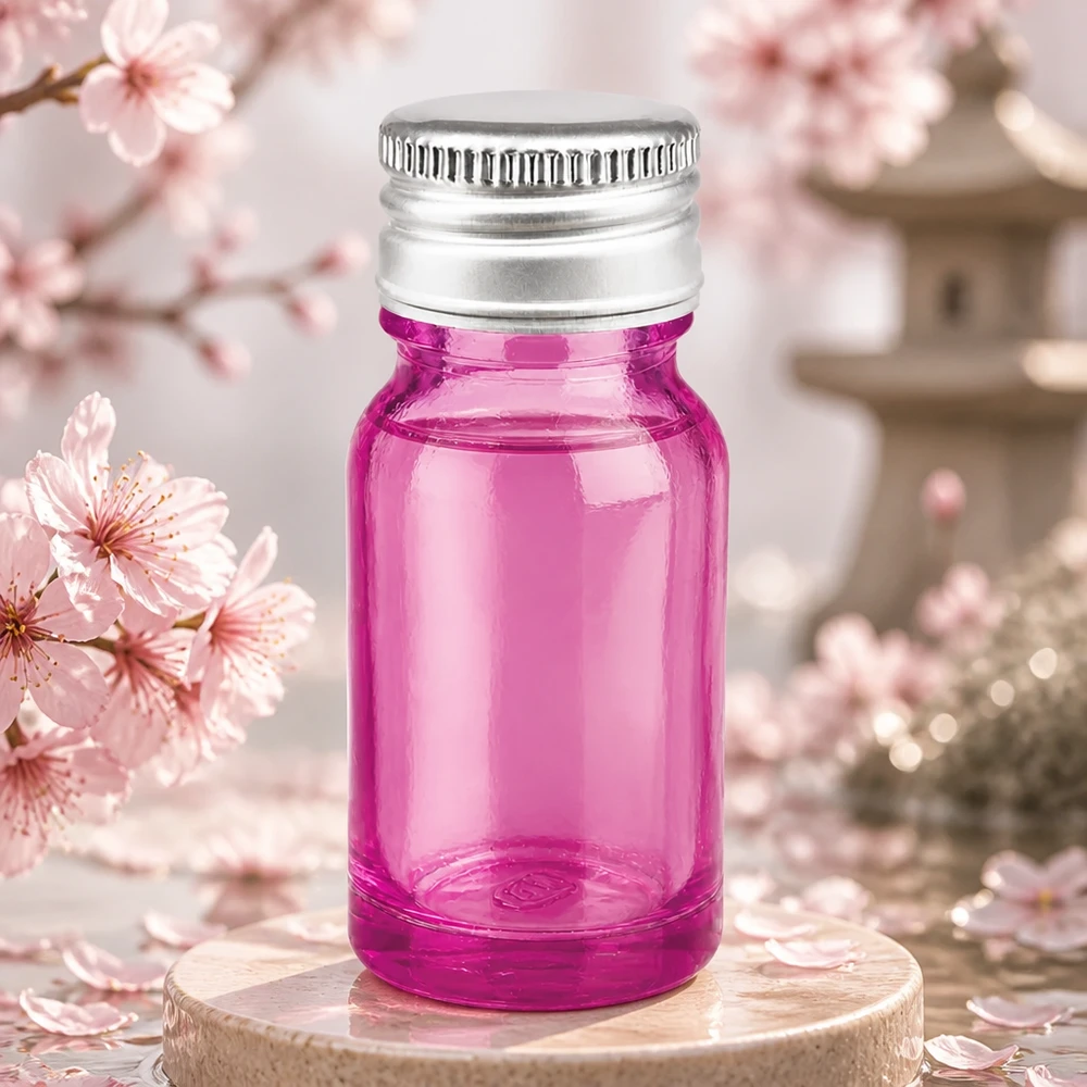 Flacon de 10 ml de haute qualité en violet avec bouchon en aluminium argenté pour une utilisation professionnelle