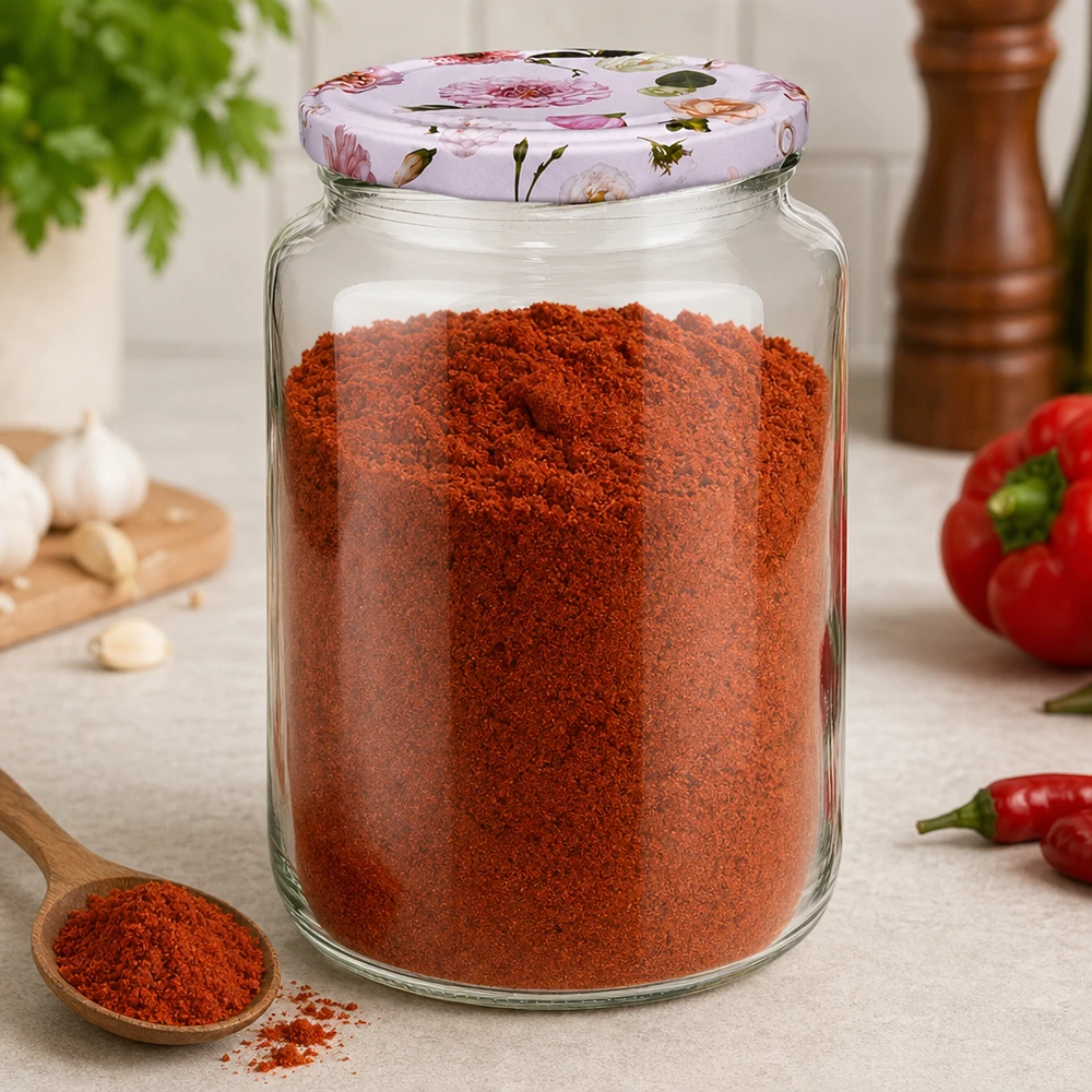795ml pot rond rempli de poudre de paprika rouge BasicSeal couvercle rose motif floral boîte à épices cuisine