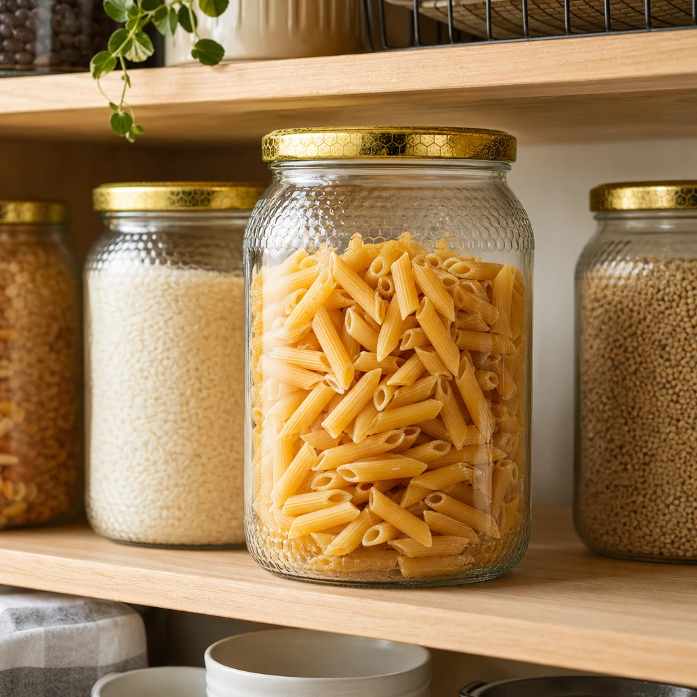 Pot à miel 900ml avec couvercle en nid d'abeille utilisé pour la conservation des pâtes et des céréales en cuisine