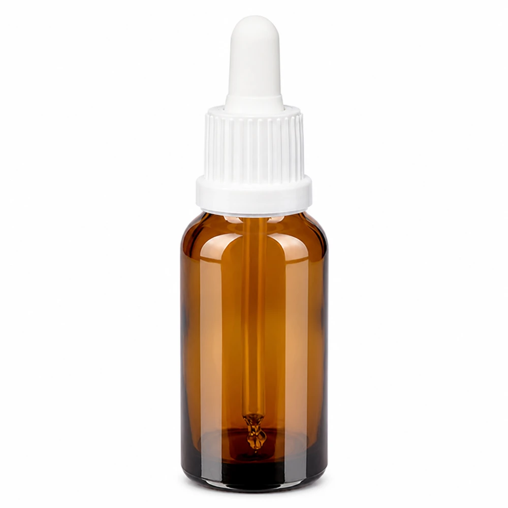 Flacon à pipette 20ml blanc OV BrownLine UT18/20 Flacon de protection UV 20ml brun avec bouchon pipette - idéal pour la cosmétique et la pharmacie