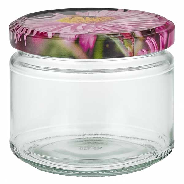 330ml Verre rond avec couvercle BasicSeal decor floral UNiTWIST