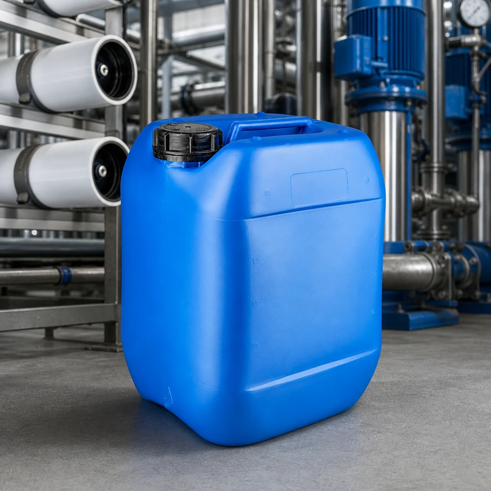 Bidon 10 litres bleu avec bouchon à vis OV Bidon bleu de 10 litres, homologué UN, avec bouchon OV, destiné au transport de liquides dangereux