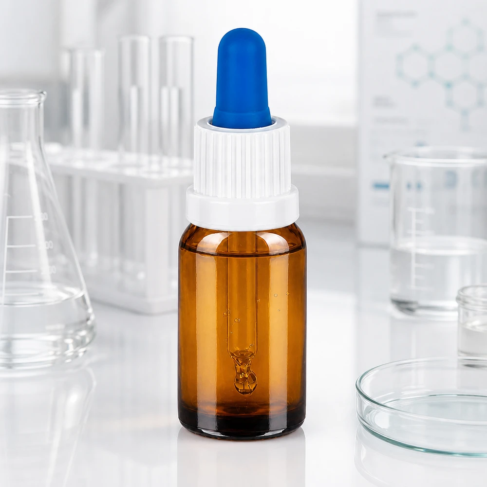 Bouteille pipette 10ml blanc/bleu OV BrownLine UT18/10 Bouteille à pipette BrownLine de 10 ml avec dosage précis des gouttes pour le laboratoire et les applications cosmétiques