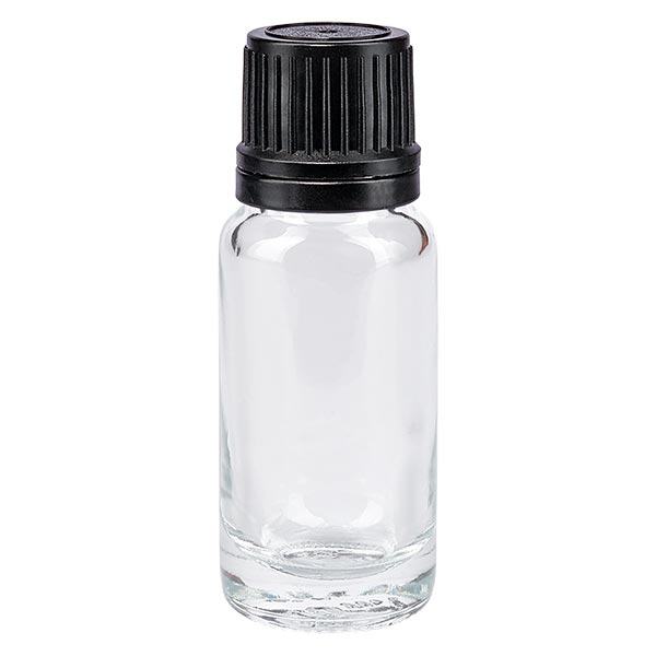 Flacon transparent 10ml bouchon compte-gouttes noir 1mm bouchon inviolabilité