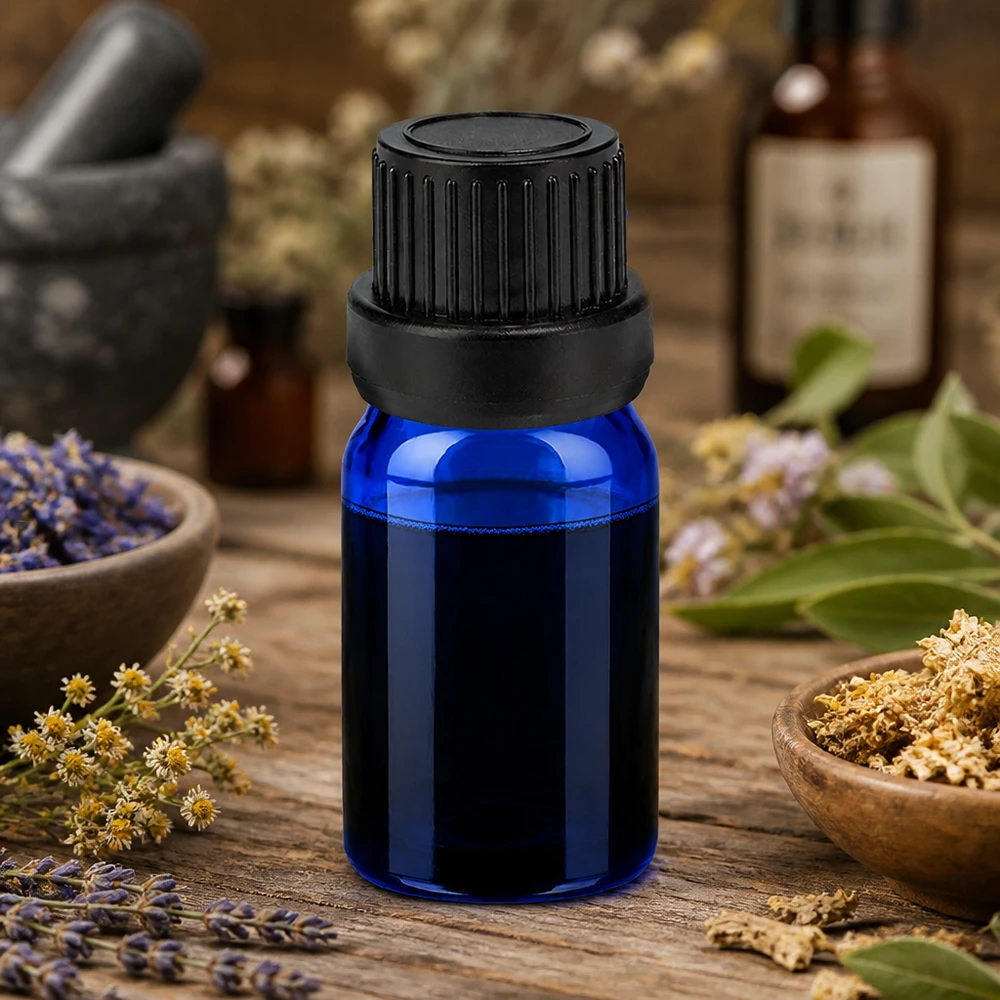 Flacon compte-goutte 5ml 2mm noir OV BlueLine UT18/5 Flacon compte-gouttes de pharmacie 5ml série BlueLine avec bouchon plastique noir à l'épreuve des enfants