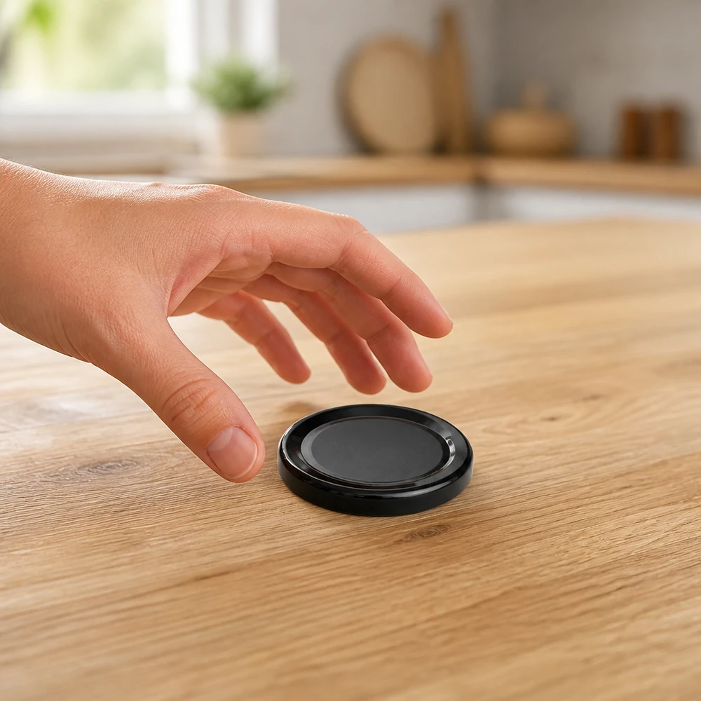 Couvercle BasicSeal noir de 66 mm (TO66deep) UNiTWIST Couvercle à vis noir brillant de 66 mm BasicSeal UNiTWIST TO66deep – Vue de dessus – Environnement de cuisine