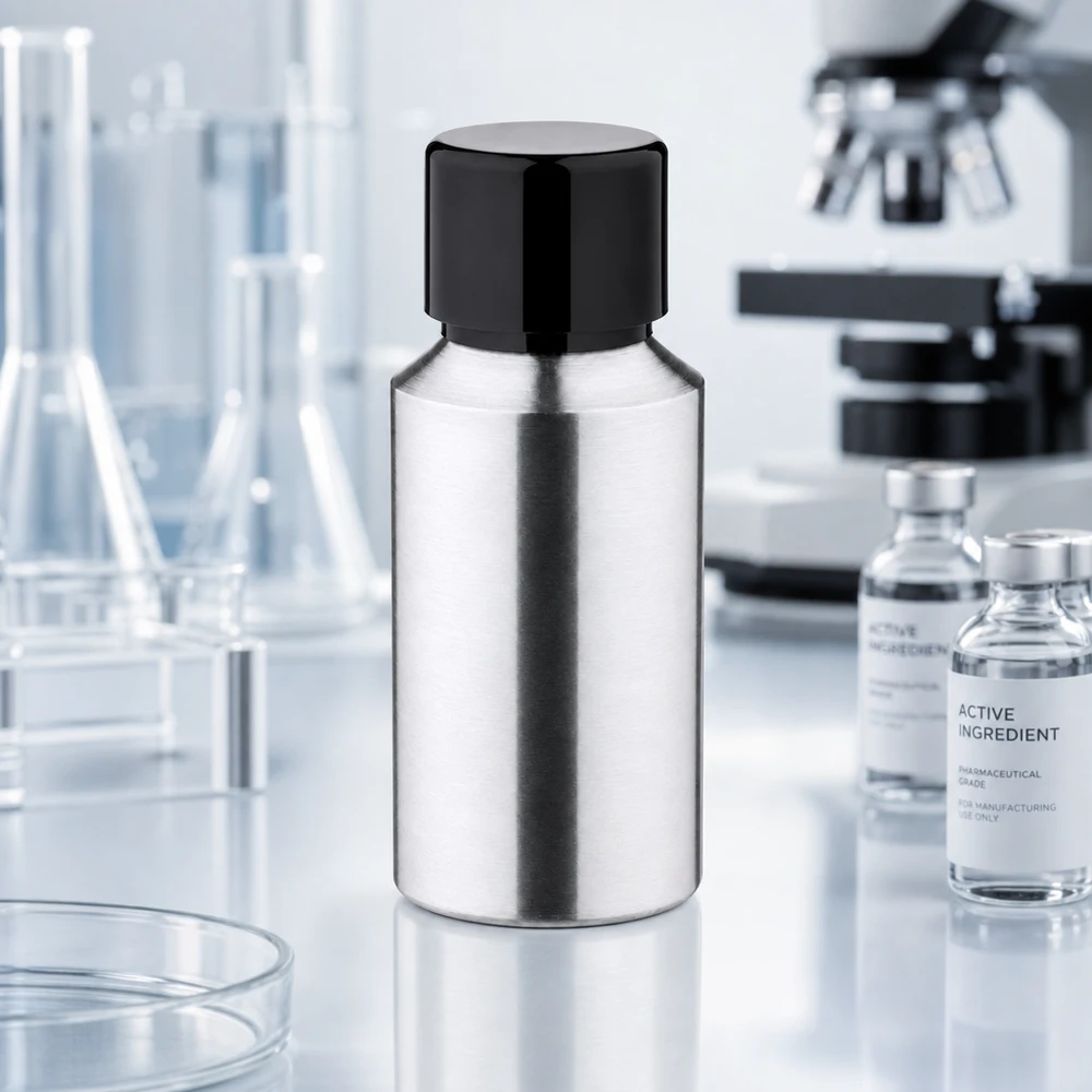 Bouteille en aluminium poncé 30 ml, avec bouchon à vis noir et joint conique Flacon cylindrique en aluminium poli de 30ml au design élégant pour produits cosmétiques haut de gamme