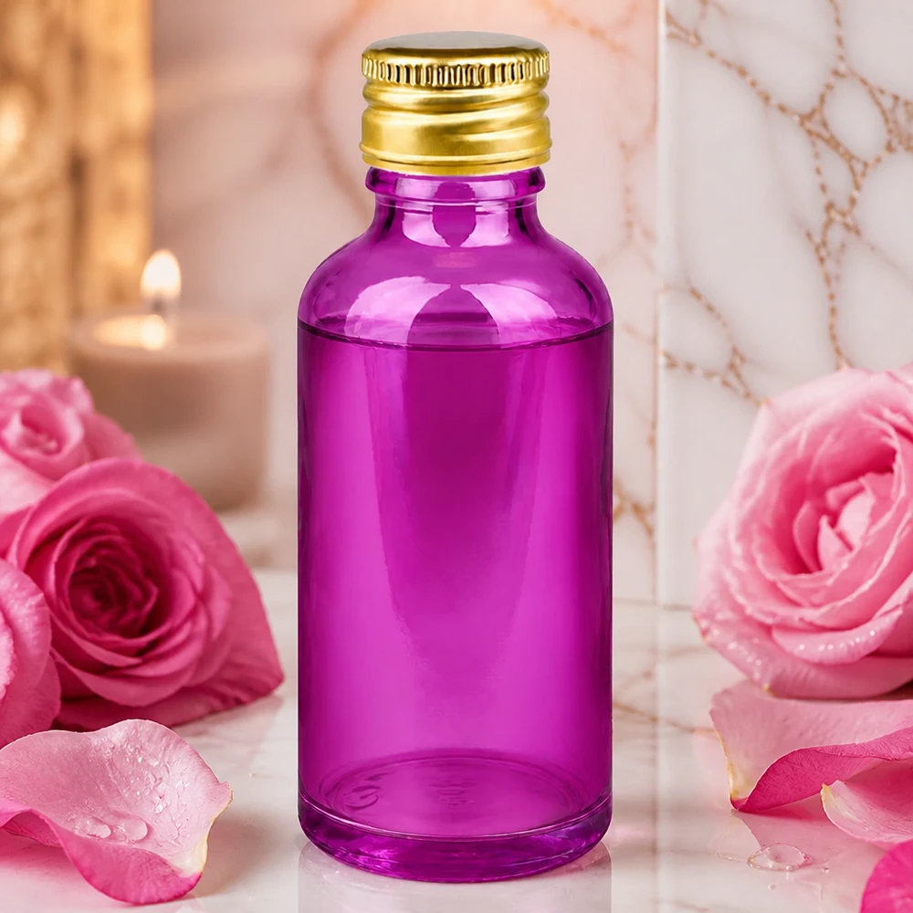 Bouteille de pharmacie violette de 50 ml avec bouchon en aluminium résistant à la corrosion pour un stockage sûr