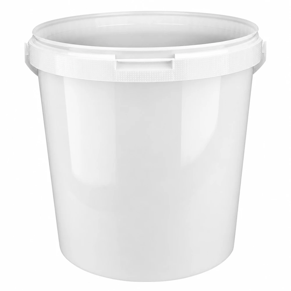 Seau ouvert blanc de 10,7 litres en plastique PP pour le stockage et le transport