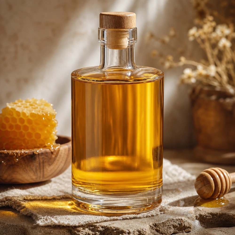Bouteille en verre 350 ml « Galileo » avec bouchon en bois UNiTWIST®