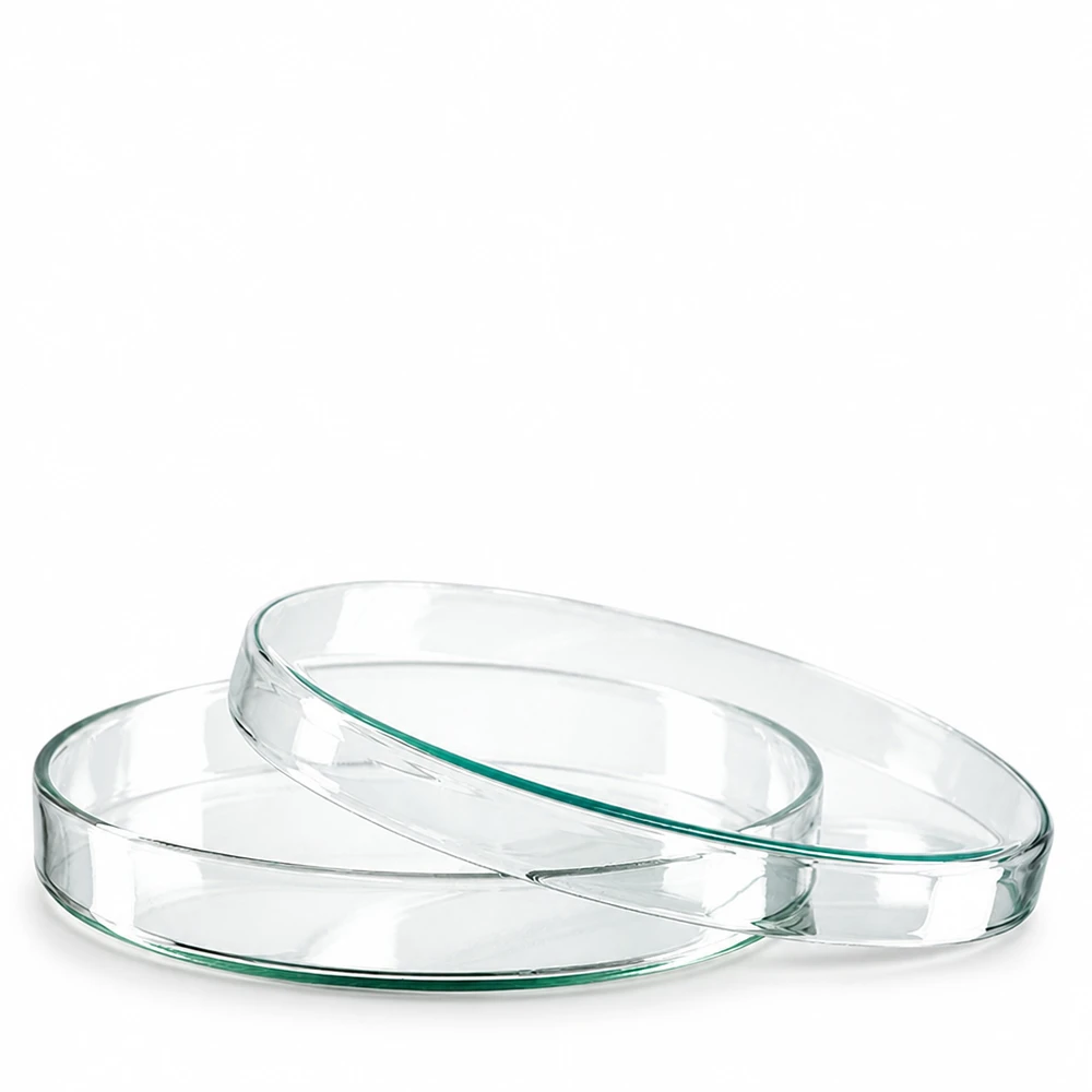 Boîte de Pétri transparente en verre borosilicaté à bord plat, diamètre 120 mm