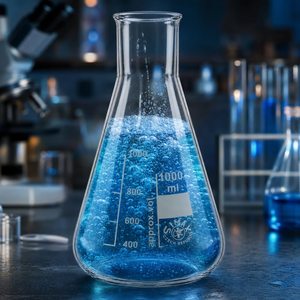 Erlenmeyer 1000ml col large, verre borosilicate Erlenmeyer 1000ml col large, verre borosilicate