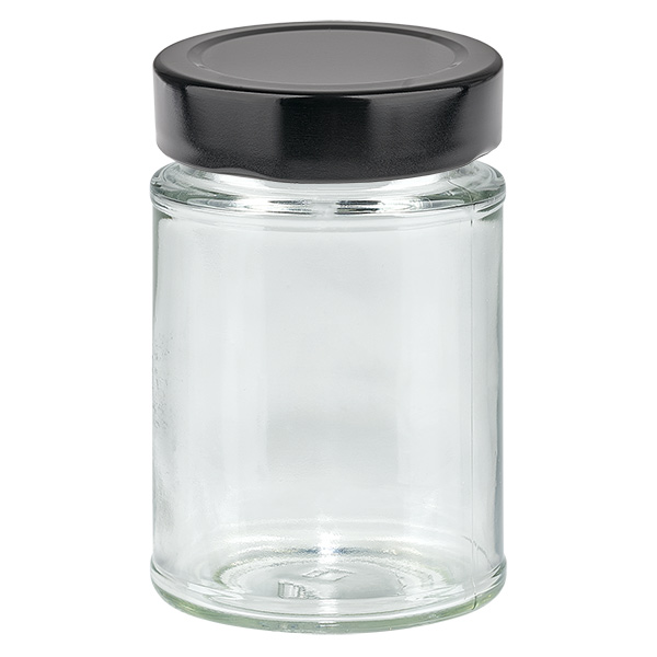 202ml Verre rond avec couvercle BasicSeal noir UNiTWIST