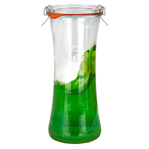 Lot de 6 bocaux Weck de 700 ml en verre d'épicerie fine avec couvercles en verre