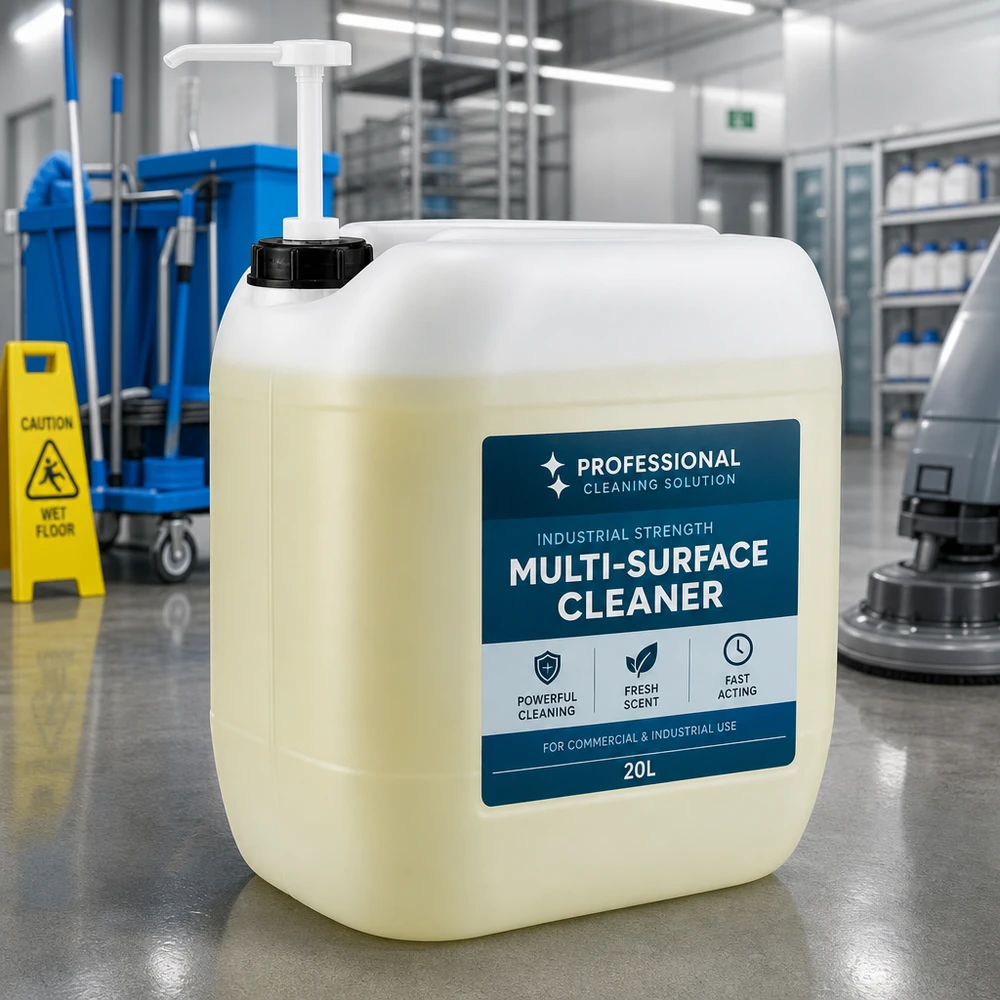 Bidon en plastique robuste de 30 L avec pompe-distributeur pour nettoyants industriels pour surfaces