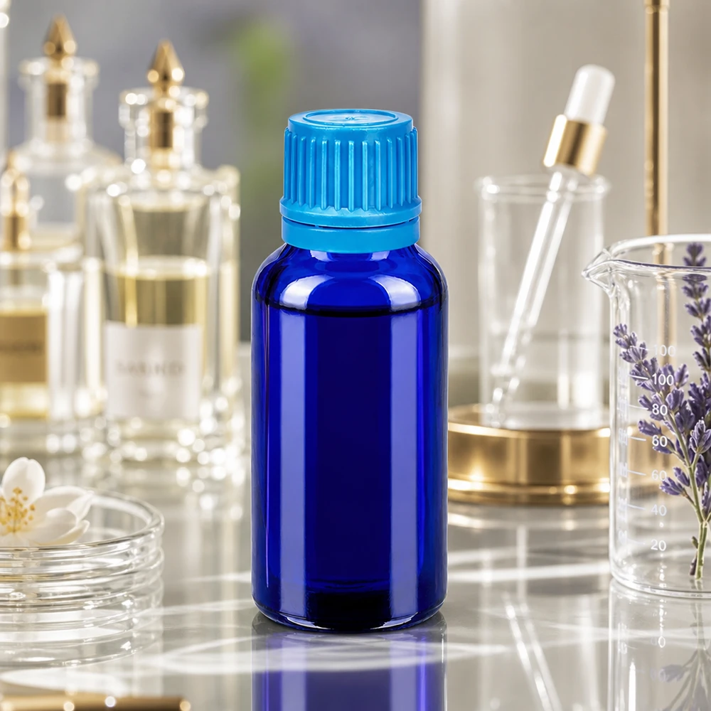Flacon 30ml 11mm SV bleu OV BlueLine UT18/30 Flacon de laboratoire professionnel de 30 ml avec un filetage précis de 11 mm pour les applications scientifiques