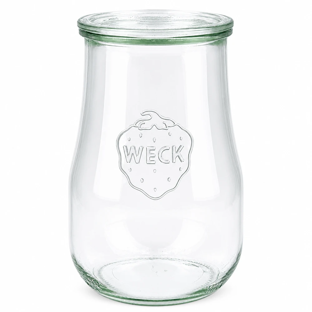 WECK Pot tulipe 1750ml avec couvercle en verre RR100 Pot de conservation transparent avec logo WECK