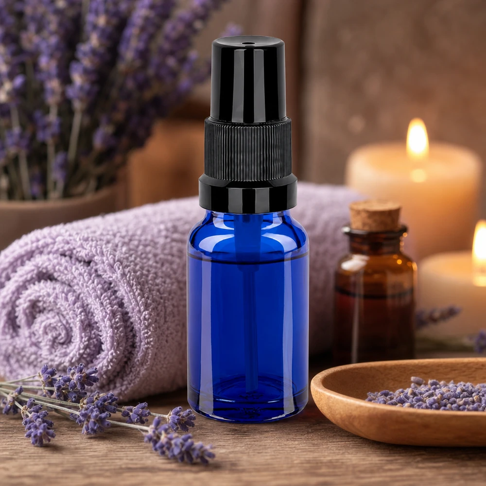 Vaporisateur 10ml noir STD BlueLine UT18/10 Bouteille en verre Premium 10ml STD BlueLine UT18/10 avec vaporisateur pour le parfum et les applications de bien-être