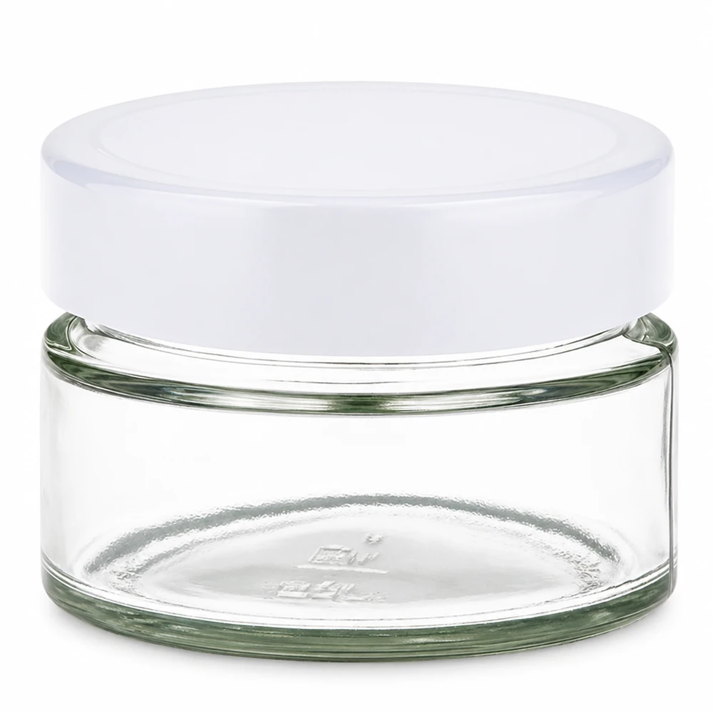 130ml Verre rond avec couvercle BasicSeal blanc UNiTWIST Bocal rond de 130ml avec couvercle blanc BasicSeal UNiTWIST - bocal en verre vide avec bouchon à vis pour la conservation