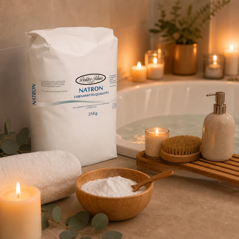Bicarbonate de soude Doktor Klaus, sac de 25 kg vendu en gros, apte à l’utilisation alimentaire Bicarbonate de soude en poudre 25kg dans un sac en papier pratique pour le bien-être et les bains relaxants