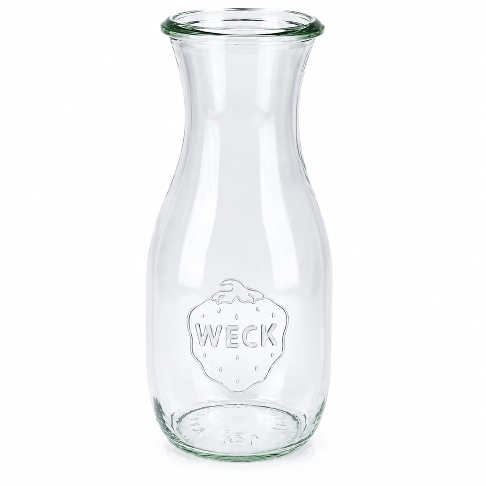 530ml WECK Bouteille de jus RR60 en verre avec couvercle et logo fraise gravé transparent