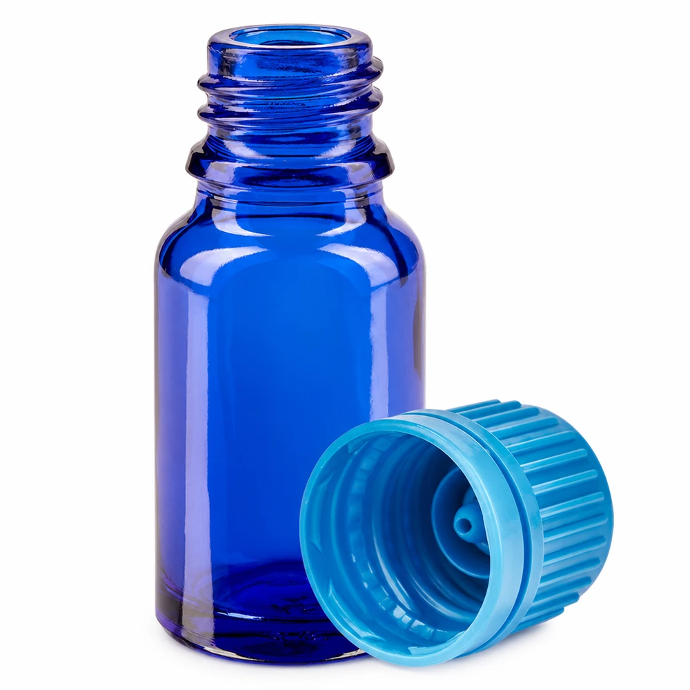 Flacon 10ml 11mm SV bleu OV BlueLine UT18/10 Flacon en verre de haute qualité 10ml bleu cobalt avec bouchon de sécurité enfant