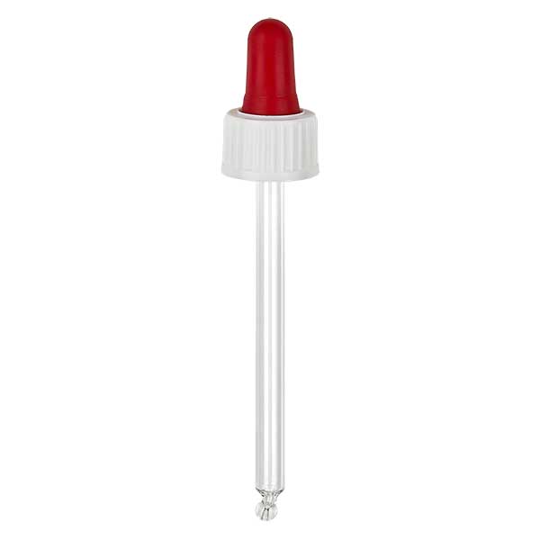 pipette en verre blanc/rouge 18mm, longueur 85 st. pipette en verre blanc/rouge 18mm, longueur 85 st.