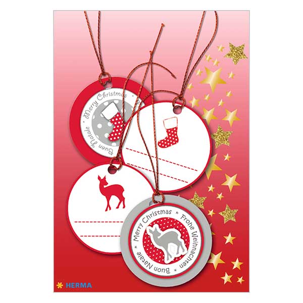 Pendentif &quot;faon rouge&quot; (4 pièces) avec paillettes 3D