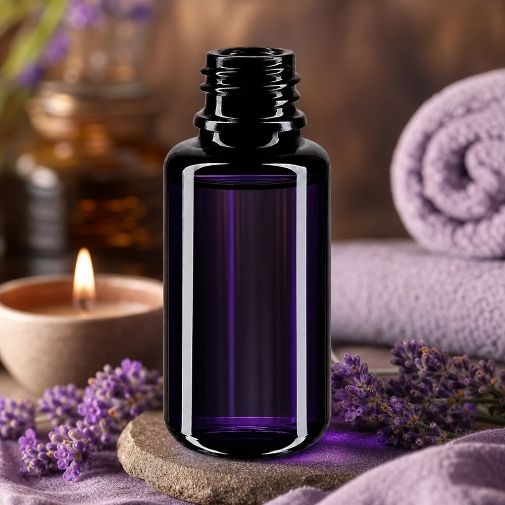 Flacon en verre violet 20 ml DIN18 (verre Miron) Flacon compte-gouttes Orion compact en verre Miron, parfait pour les voyages et les déplacements