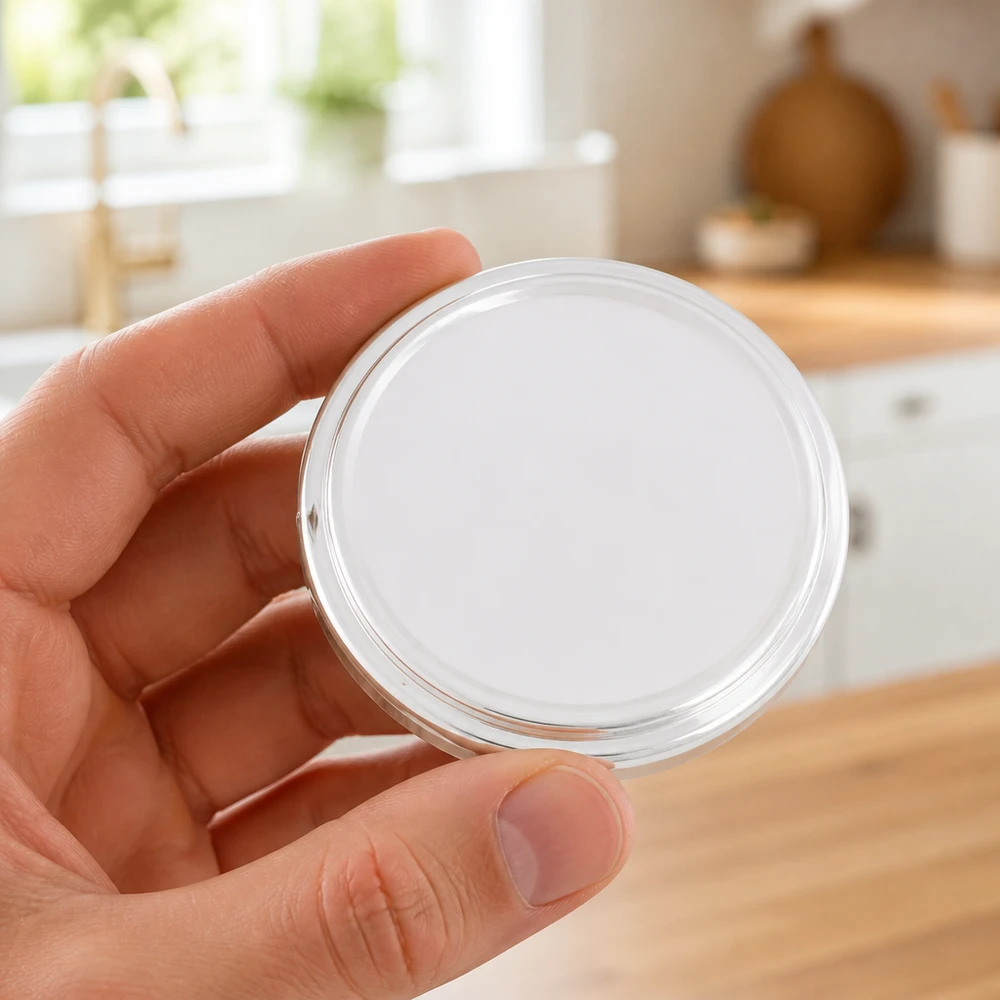 66mm BasicSeal bouchon blanc (TO66) UNiTWIST Couvercle BasicSeal blanc 66 mm TO66 UNiTWIST, surface lisse, bord argenté