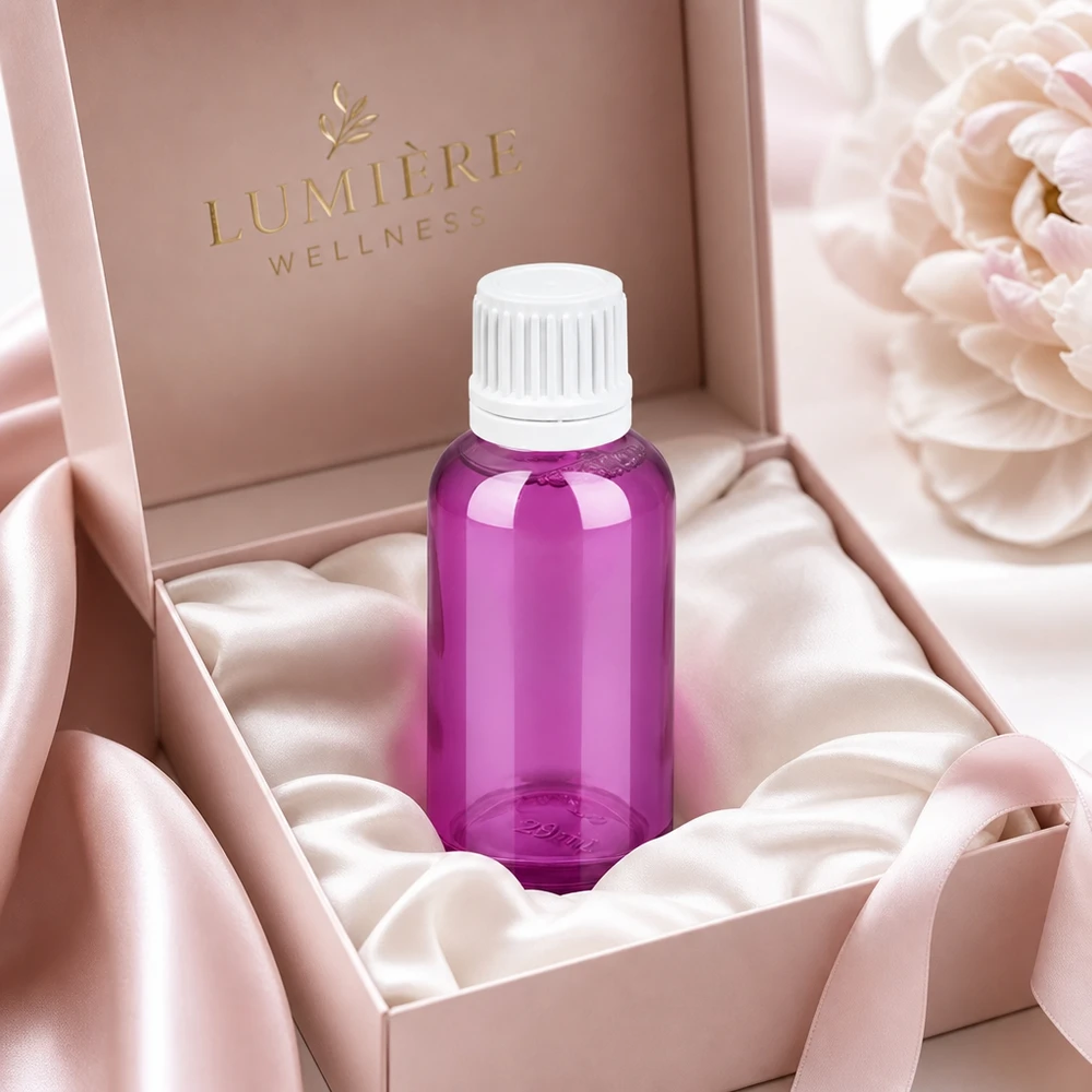 Flacon pratique de 30 ml avec bouchon compte-gouttes, idéal pour les déplacements et les voyages