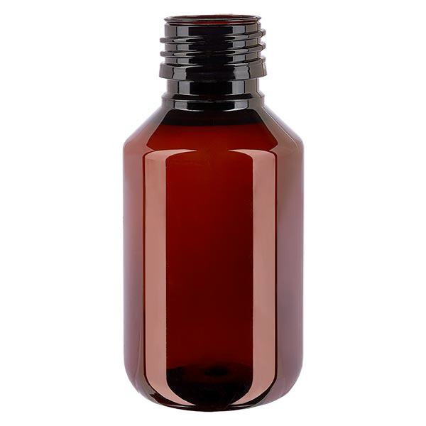 Flacon médical en PET 100 ml ambré, PP28 sans bouchon Flacon médical en PET 100 ml ambré, PP28 sans bouchon