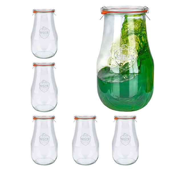 Lot de 6 pots Weck 2700ml tulipes, 2,5L verre renversé