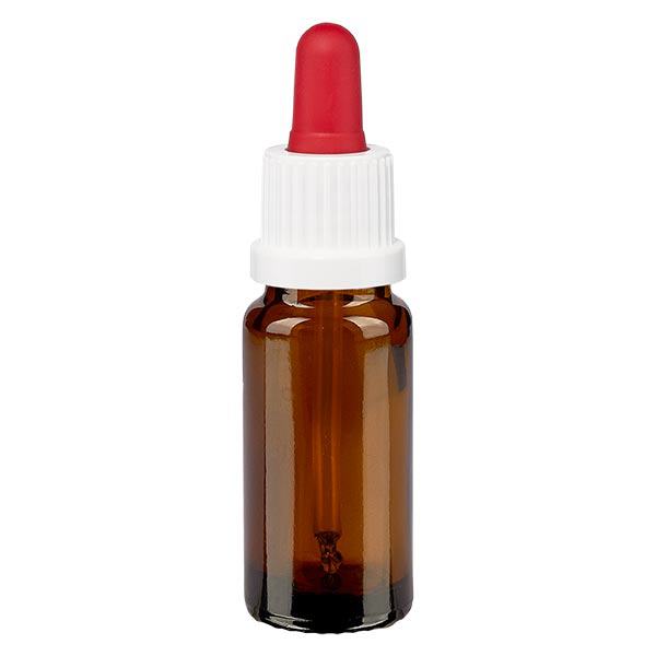 Flacon brun 10 ml + pipette rouge et blanche à système d'inviolabilité