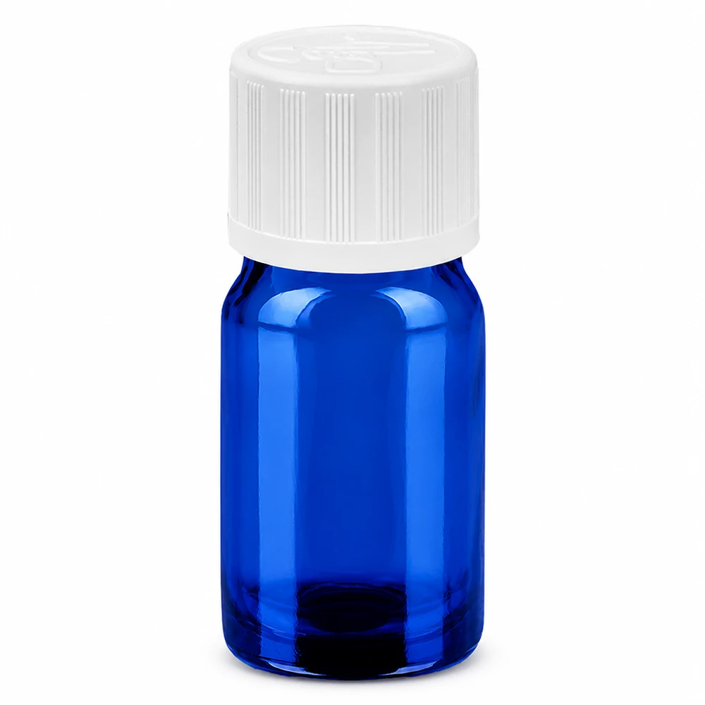 Flacon 5ml 11mm SV f. STD KiSi BlueLine UT18/5 Flacon en verre bleu de haute qualité 5ml avec bouchon en plastique blanc pour produits chimiques et échantillons