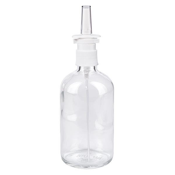 Flacon de pharmacie clair 100ml vaporisateur nasal blanc Std Flacon de pharmacie clair 100ml vaporisateur nasal blanc Std