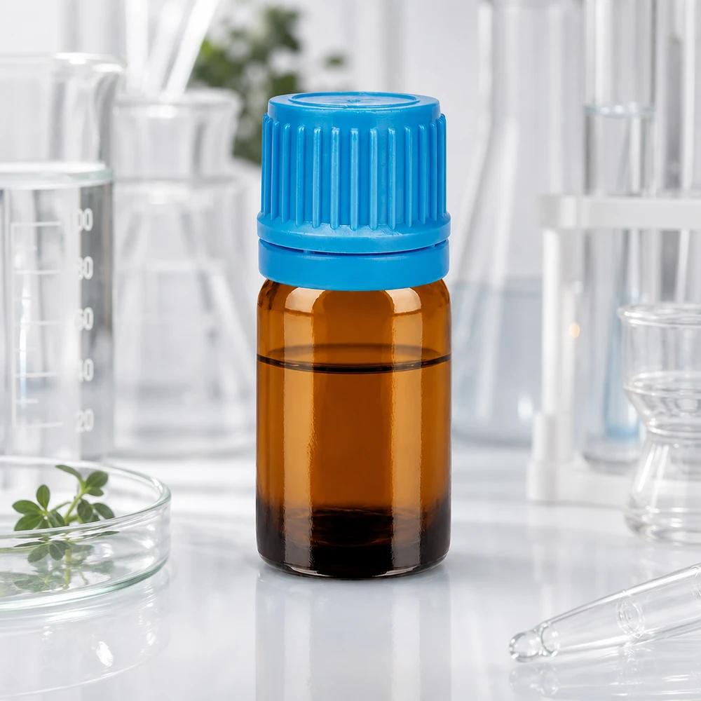 Flacon en verre BrownLine 5ml avec protection UV et bouchon vissant bleu de 11mm pour les besoins du laboratoire