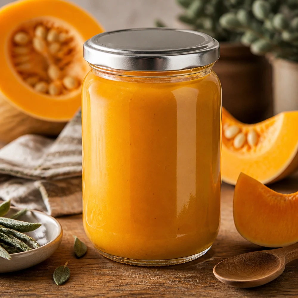 Bocal rond en verre UNiTWIST 555 ml « BasicSeal » pour la mise en conserve de potiron et de purée de légumes