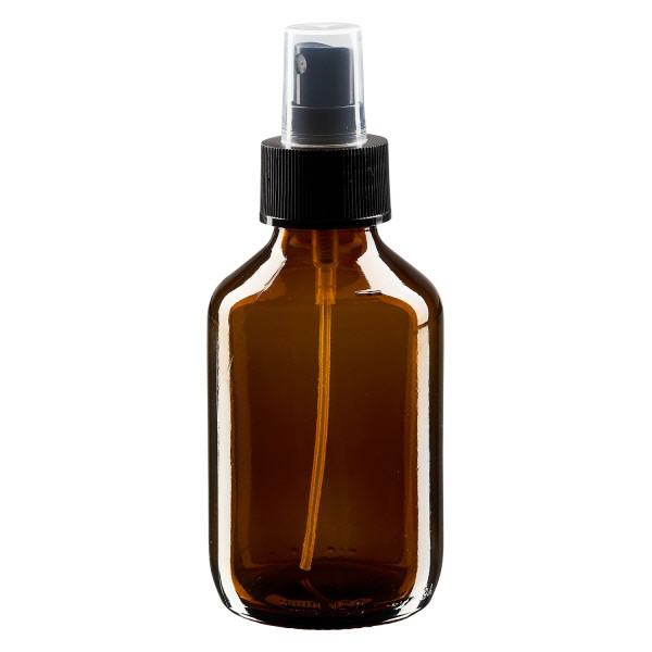 Flacon médical norme européenne de 150 ml avec spray noir GCMI 28/410 et couvercle transparent, standard