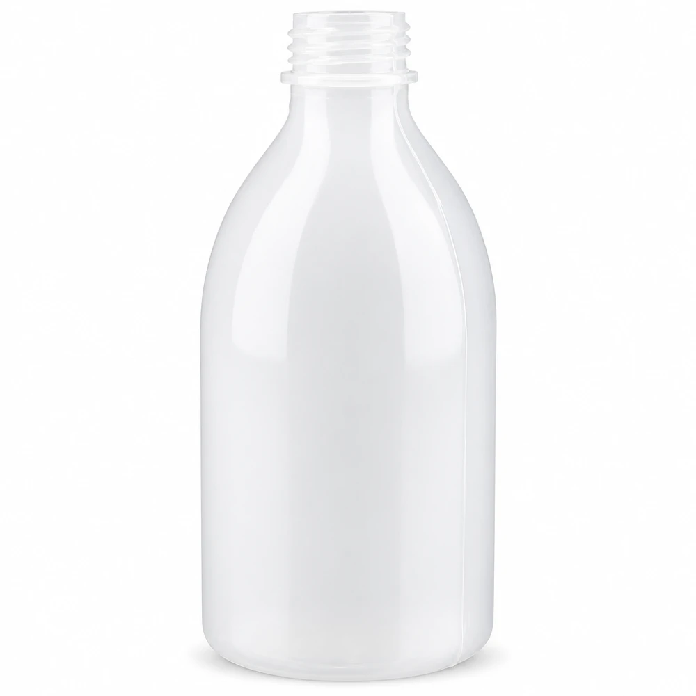 Flacon de laboratoire rond à col étroit de 250 ml, en plastique HDPE blanc, sans bouchon
