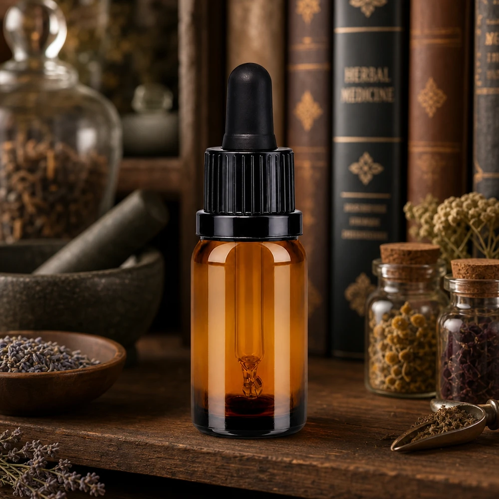 Flacon à pipette 10ml noir OV BrownLine UT18/10 Flacon compte-gouttes compact de 10ml en marron pour les applications pharmaceutiques et cosmétiques