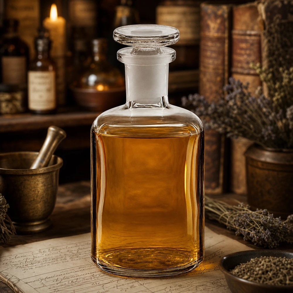 Flacon pharmaceutique 100 ml col étroit en verre clair + bouchon Flacon médical transparent de 100 ml, à épaulement arrondi, avec bouchon en verre, pour huiles essentielles, style pharmacie